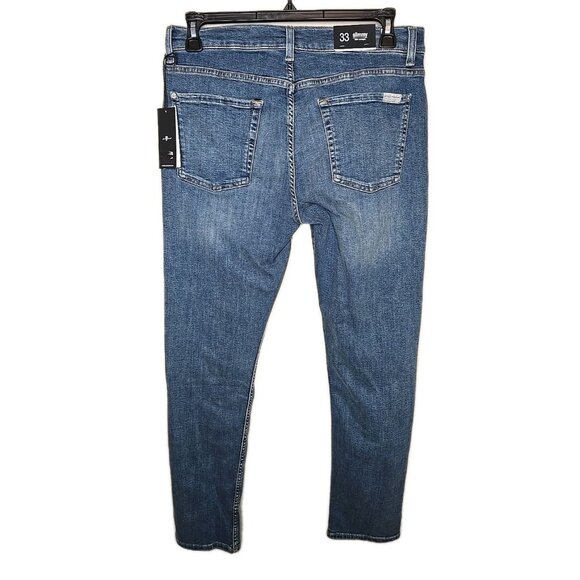 7 For All Mankind NWT Men's Slimmy Slim Straight Fit Jeans Size 33 Champlin t22 - Picture 2 of 9